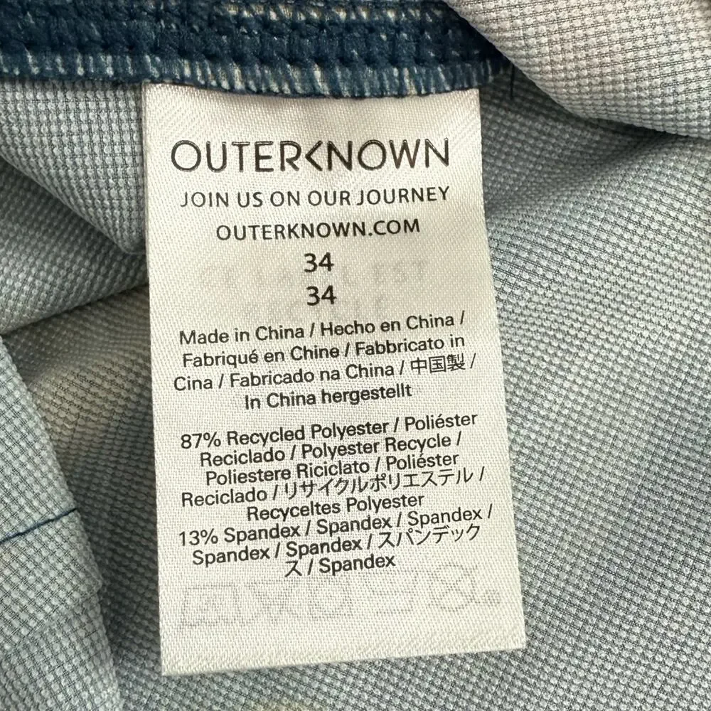 Outerknown Blue Pink Yellow Orange Brush Strokes Men's Swim Shorts Trunks sz 34